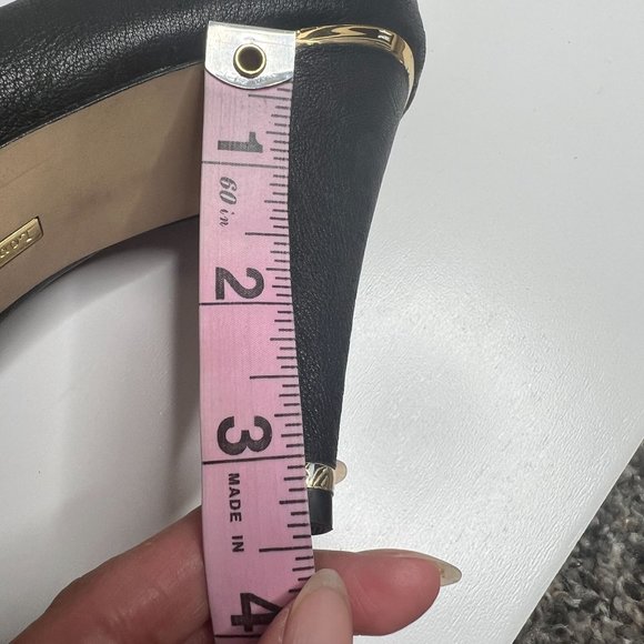 Louise et‎ Cie Black Gold Trim Leather Peep Toe Booties 8.5 - Picture 12 of 13